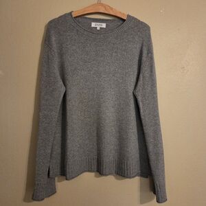 PURA CASHMERE Gray Extra Fine Merino Wool‎ Cashmere Blend Crewneck Sweater SZ L